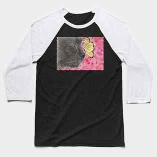 black cat face butterfly Baseball T-Shirt